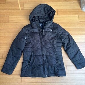 Black Polo hooded puffer jacket